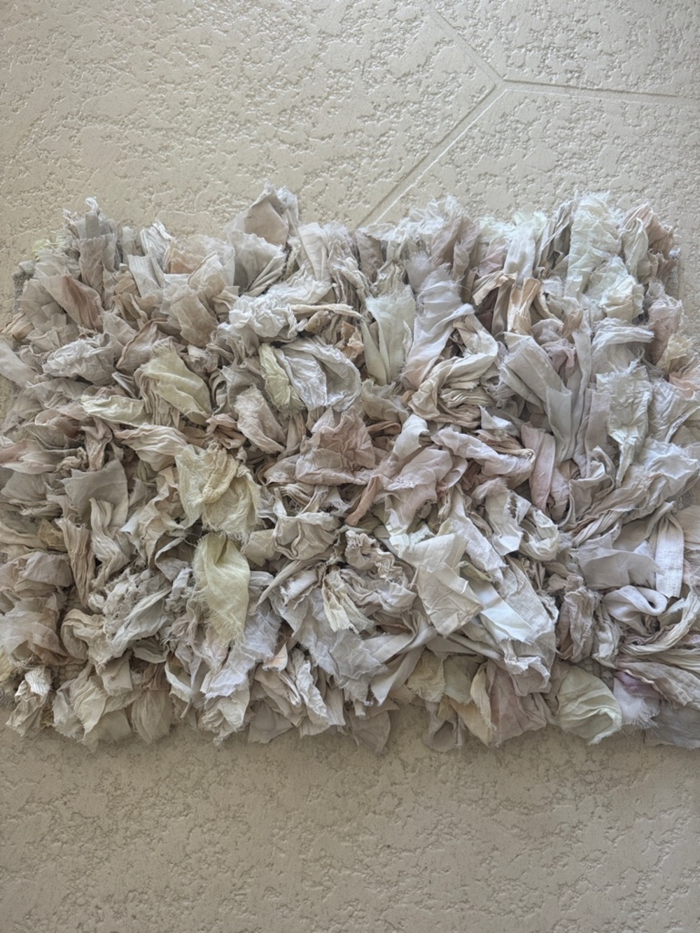 Plush Shag Rag Rug in Neutral Beige and Cream - Brand Unspecified